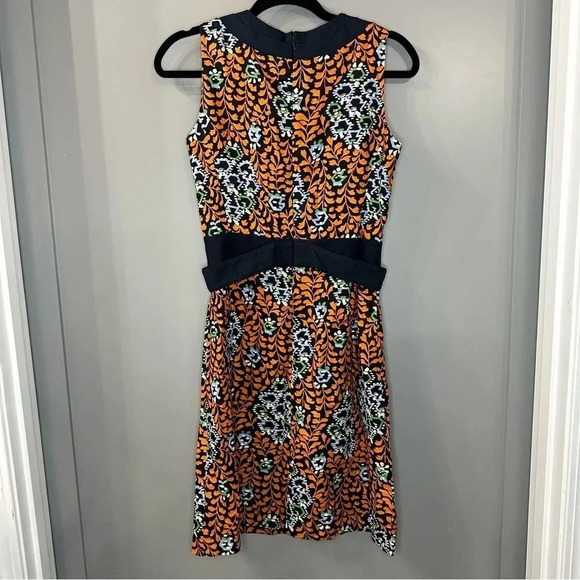 Tory Burch Melanie Dress Navy & Orange Floral Linen Dress Size 4 - Picture 3 of 6